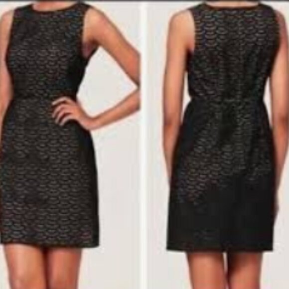 LOFT sleeveless black eyelet cotton midi dress sz 10P - Picture 2 of 14